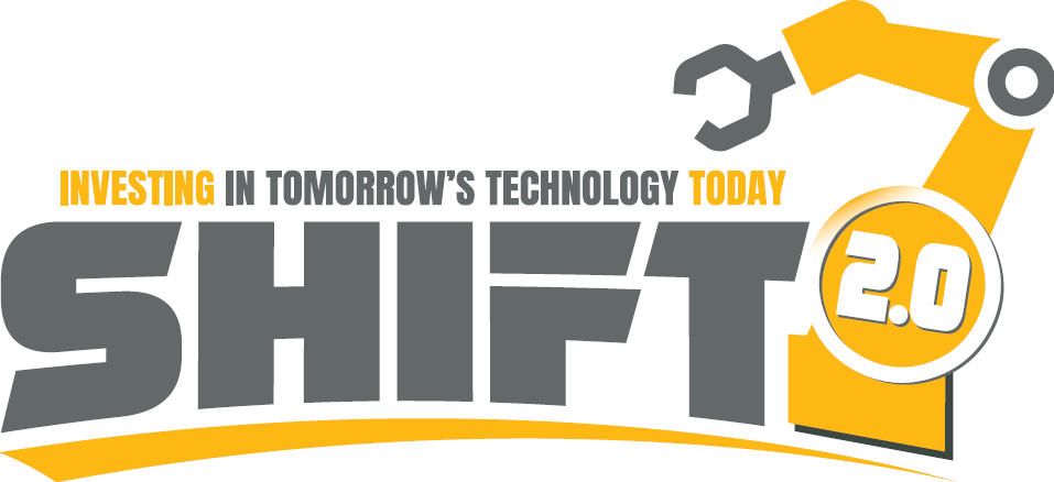 Shift 2.0 logo with a robotic arm